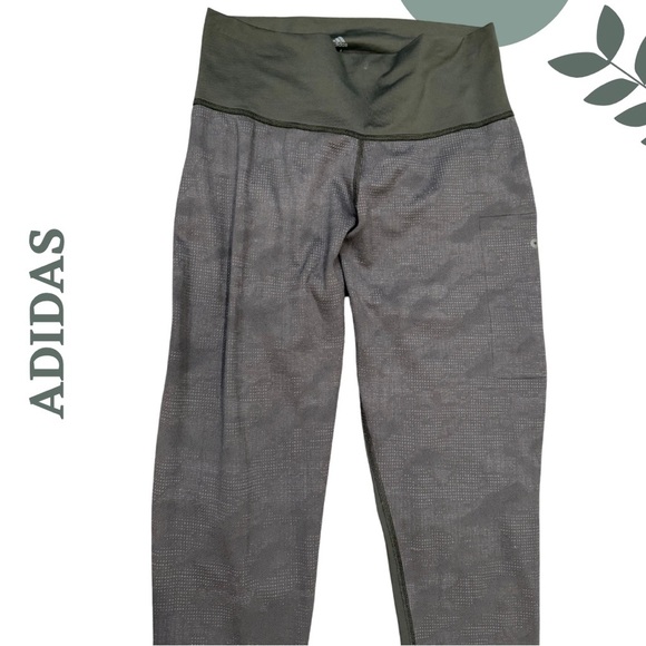 Adidas Olive Green High-Rise Compression Leggings | Activewear | Size Medium - Picture 3 of 7